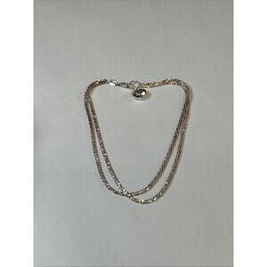 Vintage Sterling Sliver Milor Italy Double Strand Heart Charm Bracelet-11in